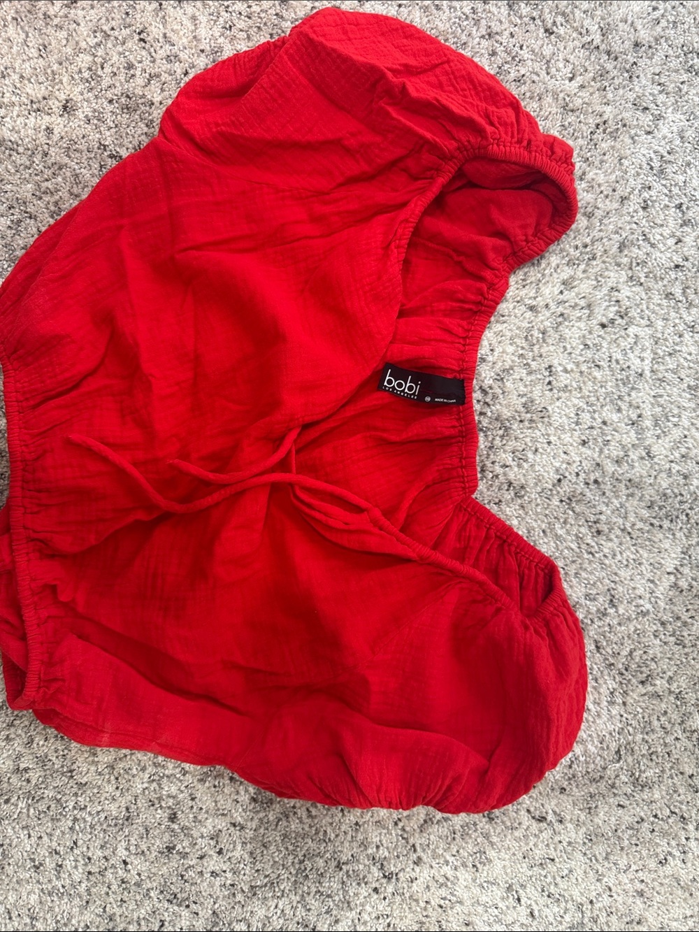 bobi Red Lightweight Women's Blouse with Drawstring
